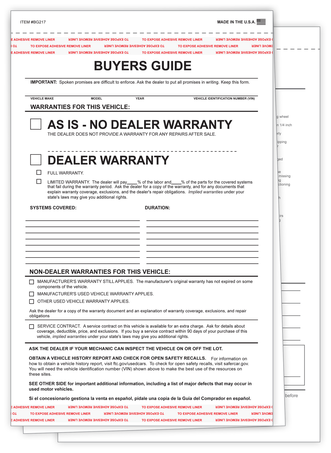 Buyers Guides - As Is (Package of 250)