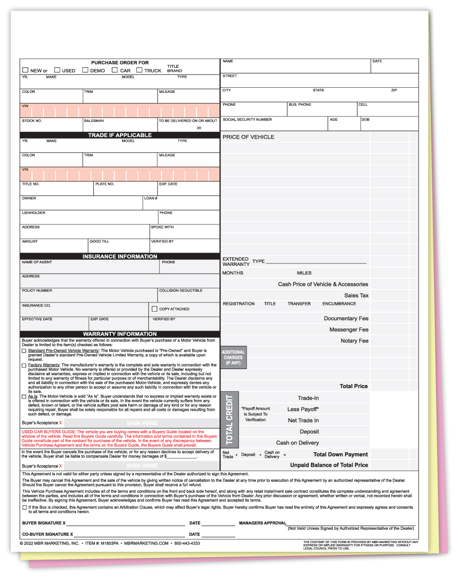 buyer s order form