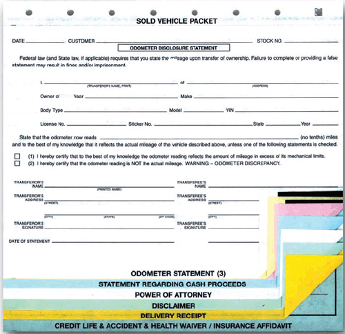 vehicle sold as is form
